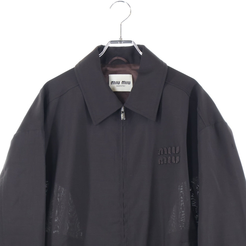 miumiu(ミュウミュウ) 24SS ロゴワッペン ジップアップジャケット ML1041 ブラウン