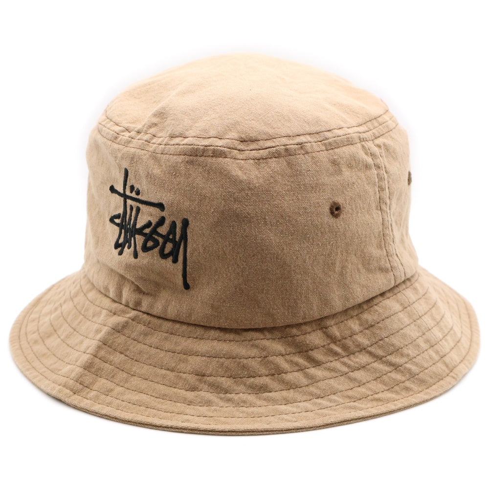 STUSSY(ステューシー) ロゴ刺繍コットンバケットハット ブラウン