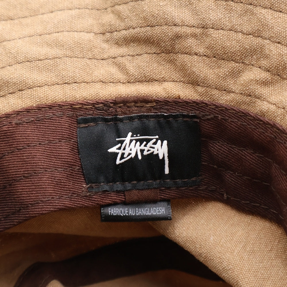 STUSSY(ステューシー) ロゴ刺繍コットンバケットハット ブラウン