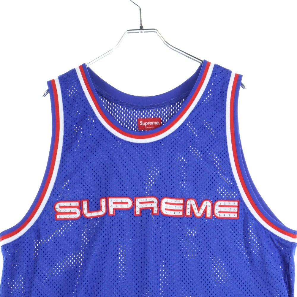 SUPREME(シュプリーム) 19SS Rhinestone Basketball Jersey ラインストーンバスケットボールジャージー メッシュタンクトップ ブルー