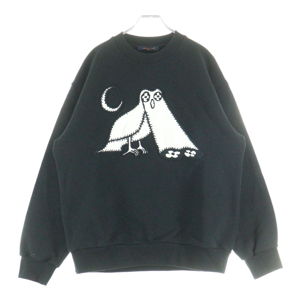 LOUIS VUITTON(ルイヴィトン) LVコミックス オウルパッチ クルーネックスウェットトレーナー ブラック RM231 VW3 HOY79W
