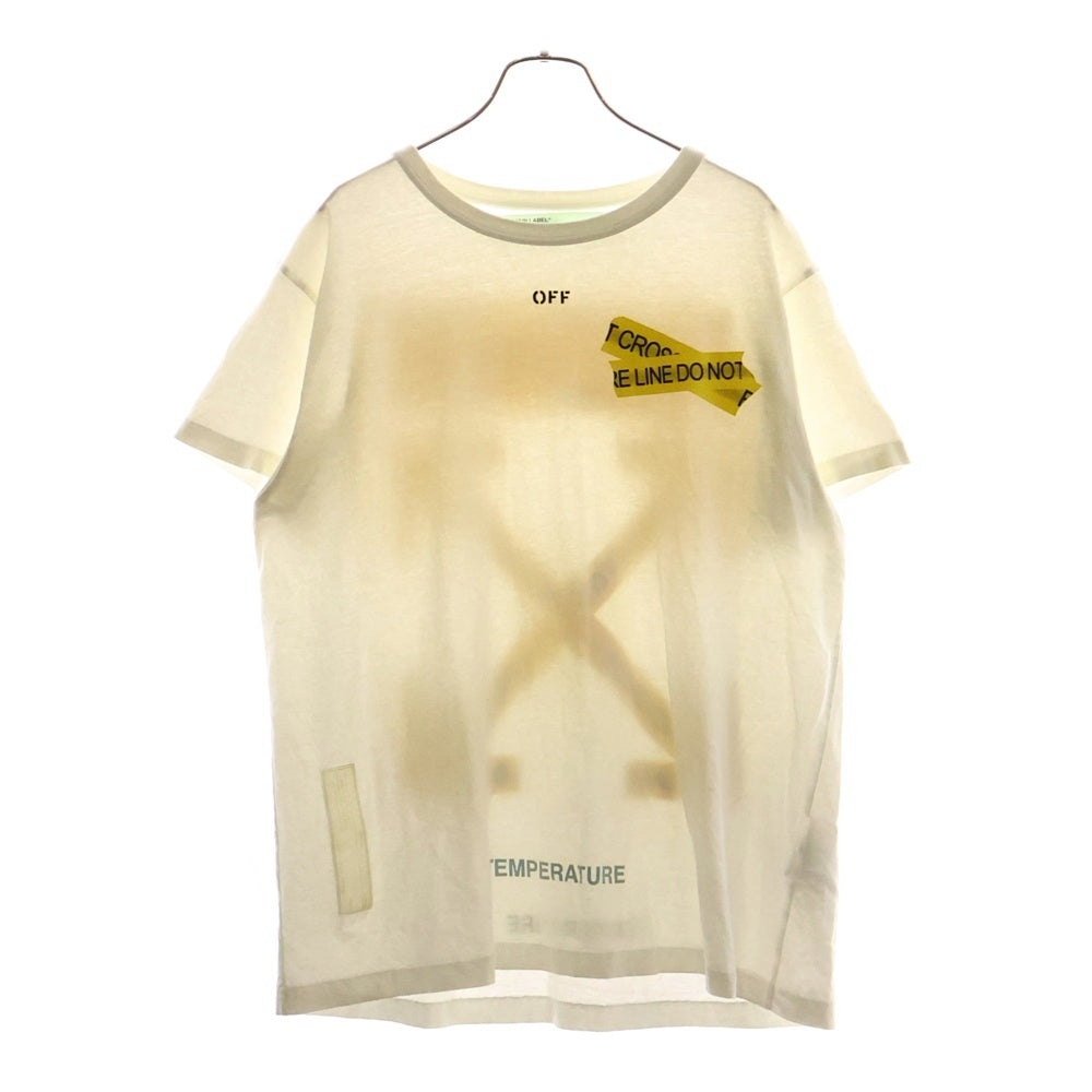 OFF-WHITE(オフホワイト) ロゴプリント 半袖Tシャツカットソー ホワイト/イエロー OMAA002S 18 185006