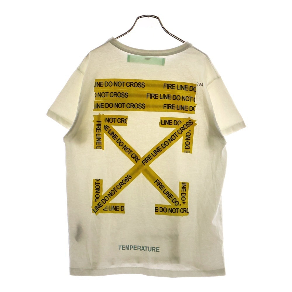 OFF-WHITE(オフホワイト) ロゴプリント 半袖Tシャツカットソー ホワイト/イエロー OMAA002S 18 185006