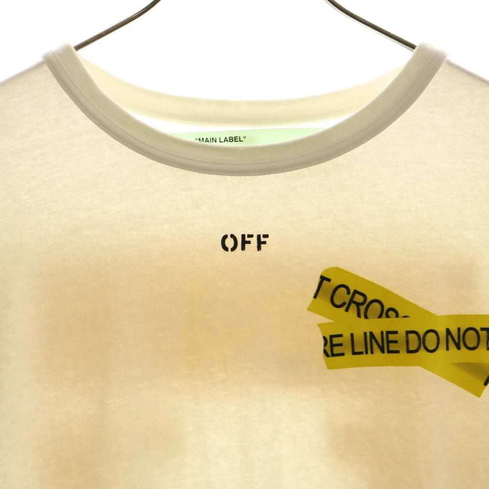 OFF-WHITE(オフホワイト) ロゴプリント 半袖Tシャツカットソー ホワイト/イエロー OMAA002S 18 185006
