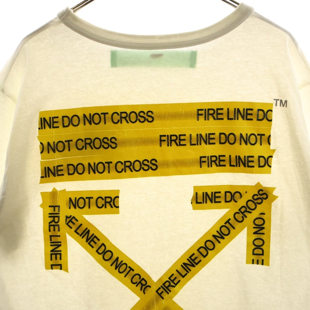 OFF-WHITE(オフホワイト) ロゴプリント 半袖Tシャツカットソー ホワイト/イエロー OMAA002S 18 185006