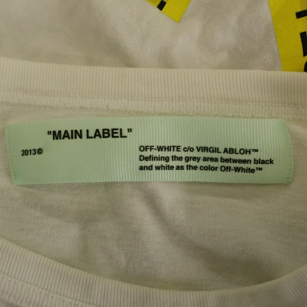 OFF-WHITE(オフホワイト) ロゴプリント 半袖Tシャツカットソー ホワイト/イエロー OMAA002S 18 185006