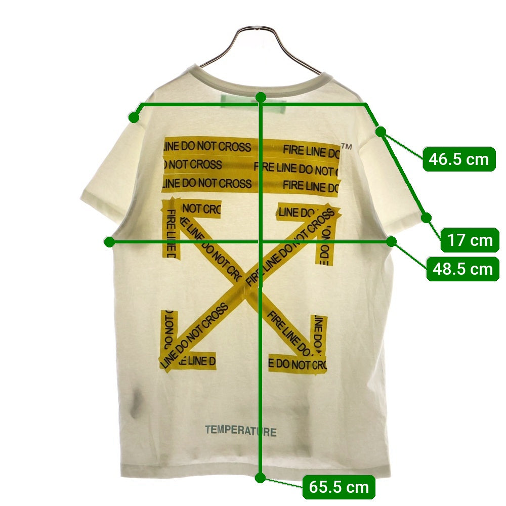 OFF-WHITE(オフホワイト) ロゴプリント 半袖Tシャツカットソー ホワイト/イエロー OMAA002S 18 185006