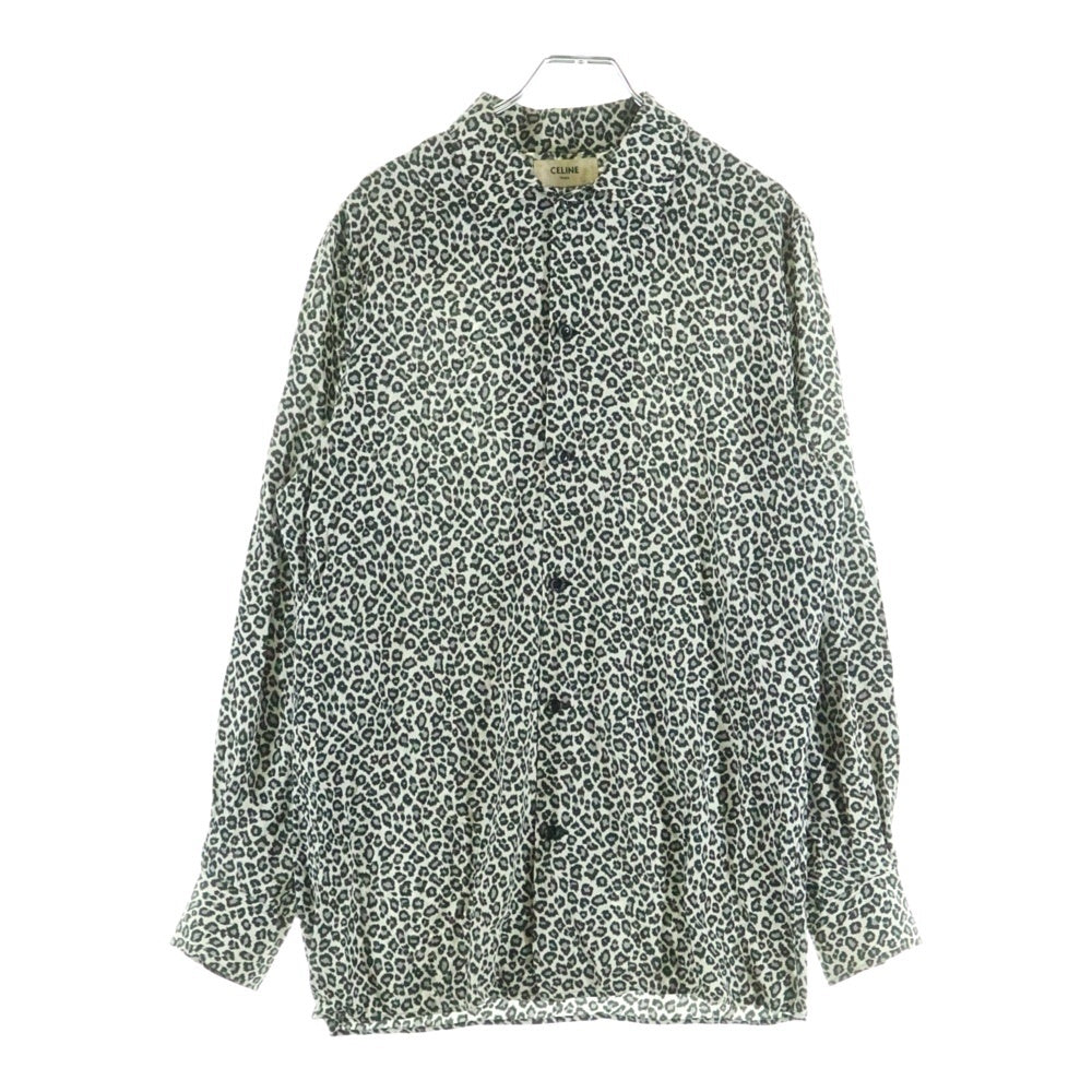 CELINE(セリーヌ) 20SS レオパード柄 ハワイアン長袖シャツ ブラック/ホワイト 2C268900H