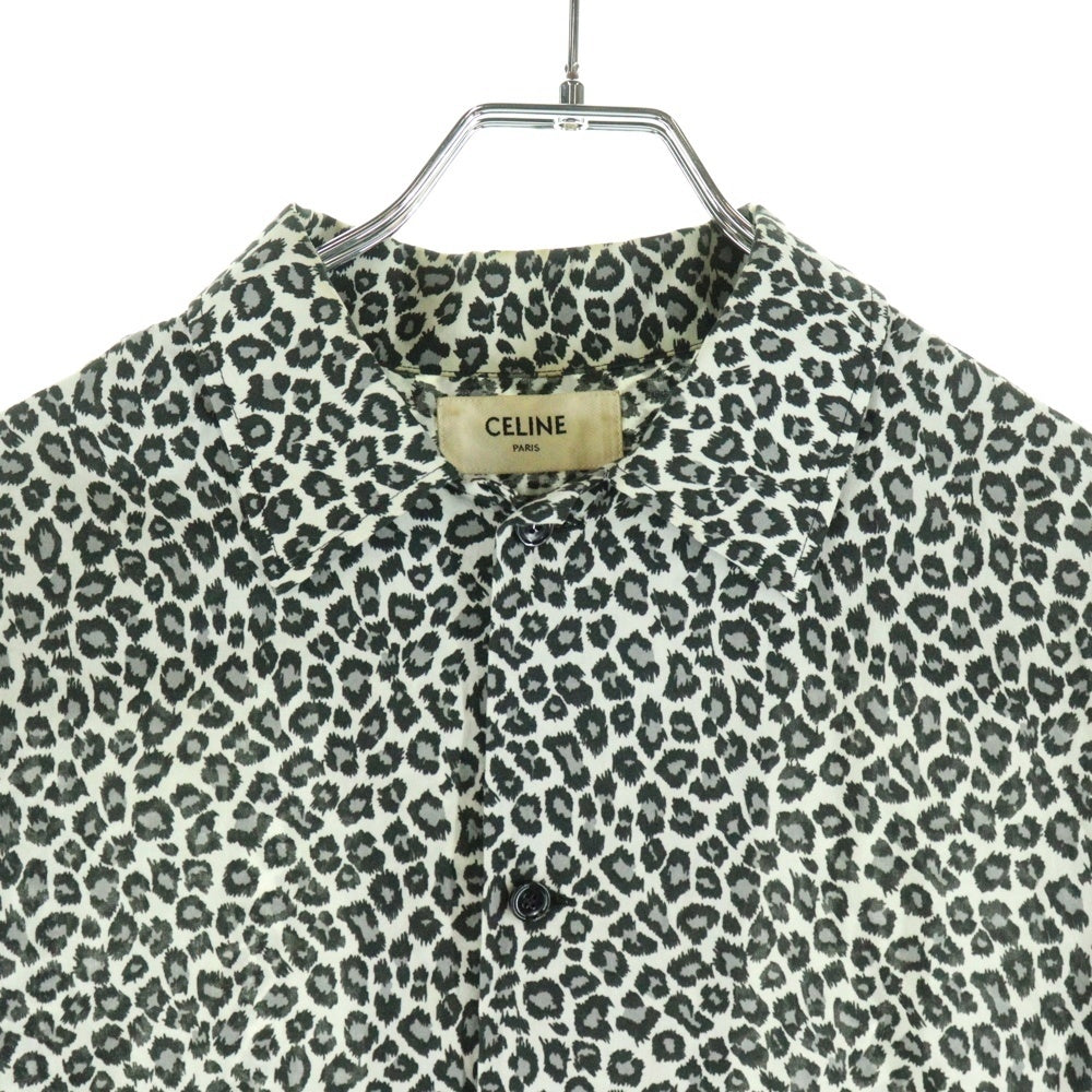 CELINE(セリーヌ) 20SS レオパード柄 ハワイアン長袖シャツ ブラック/ホワイト 2C268900H