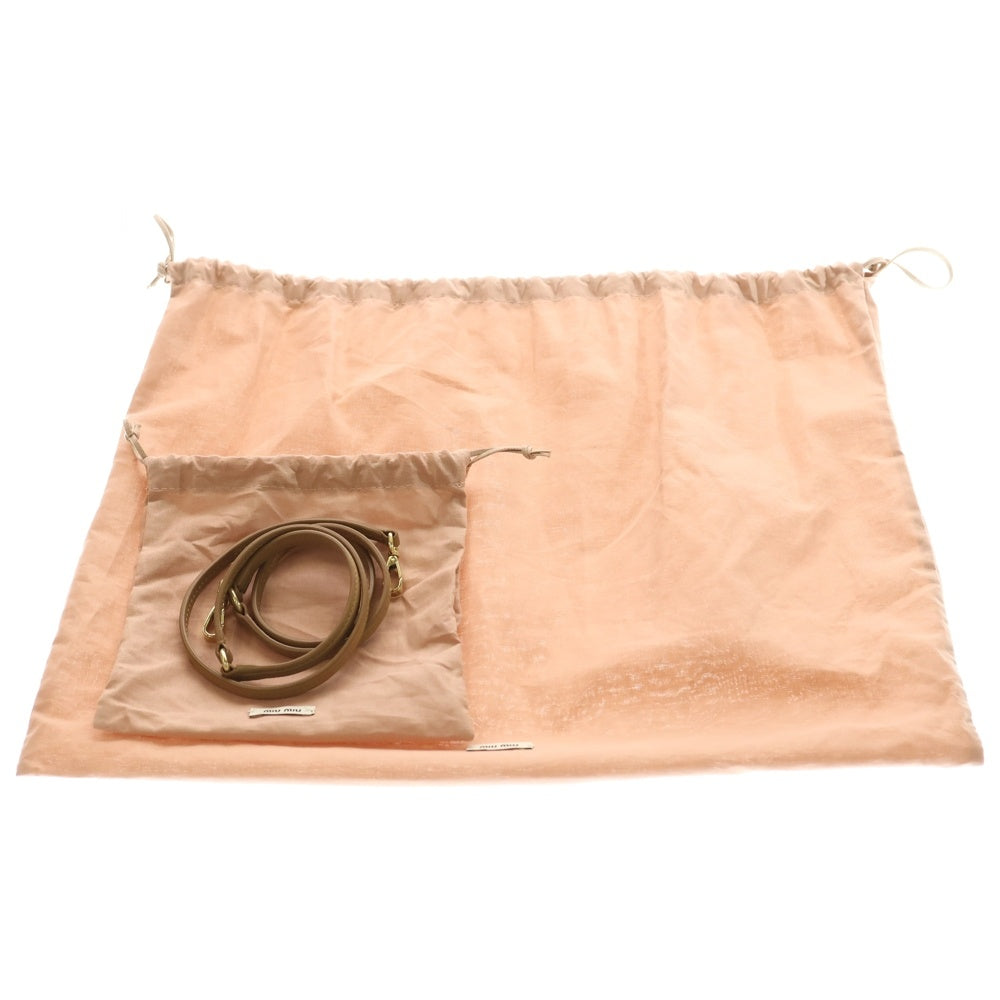 miumiu(ミュウミュウ) ワンダーマテラッセ ホーボーバッグ 2WAY ロゴレザーハンドバッグ ショルダーバッグ ブラウン レディース