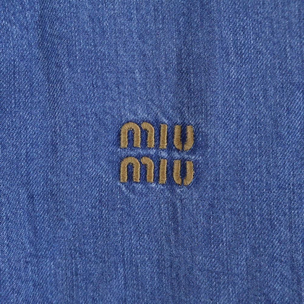 miumiu(ミュウミュウ) ロゴ刺繍 デニムダウンジャケット ダブルジップ インディゴ GWB219 S000 15PP