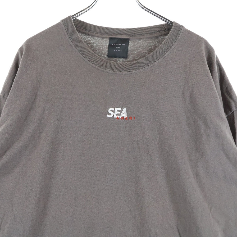 WIND AND SEA(ウィンダンシー) ×AMERI フロント刺? プリント 長袖Tシャツカットソー グレー WDS-AMR-03