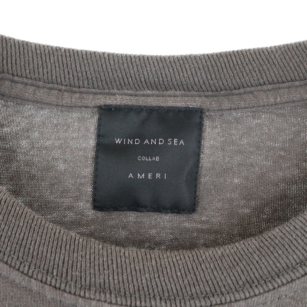 WIND AND SEA(ウィンダンシー) ×AMERI フロント刺? プリント 長袖Tシャツカットソー グレー WDS-AMR-03