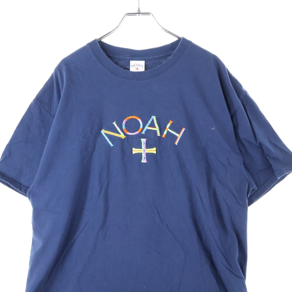 NOAH(ノア) NYC CORE LOGO TEE フロント ロゴ刺繍 半袖Tシャツカットソー ネイビー 21-071-122-0042-1-0