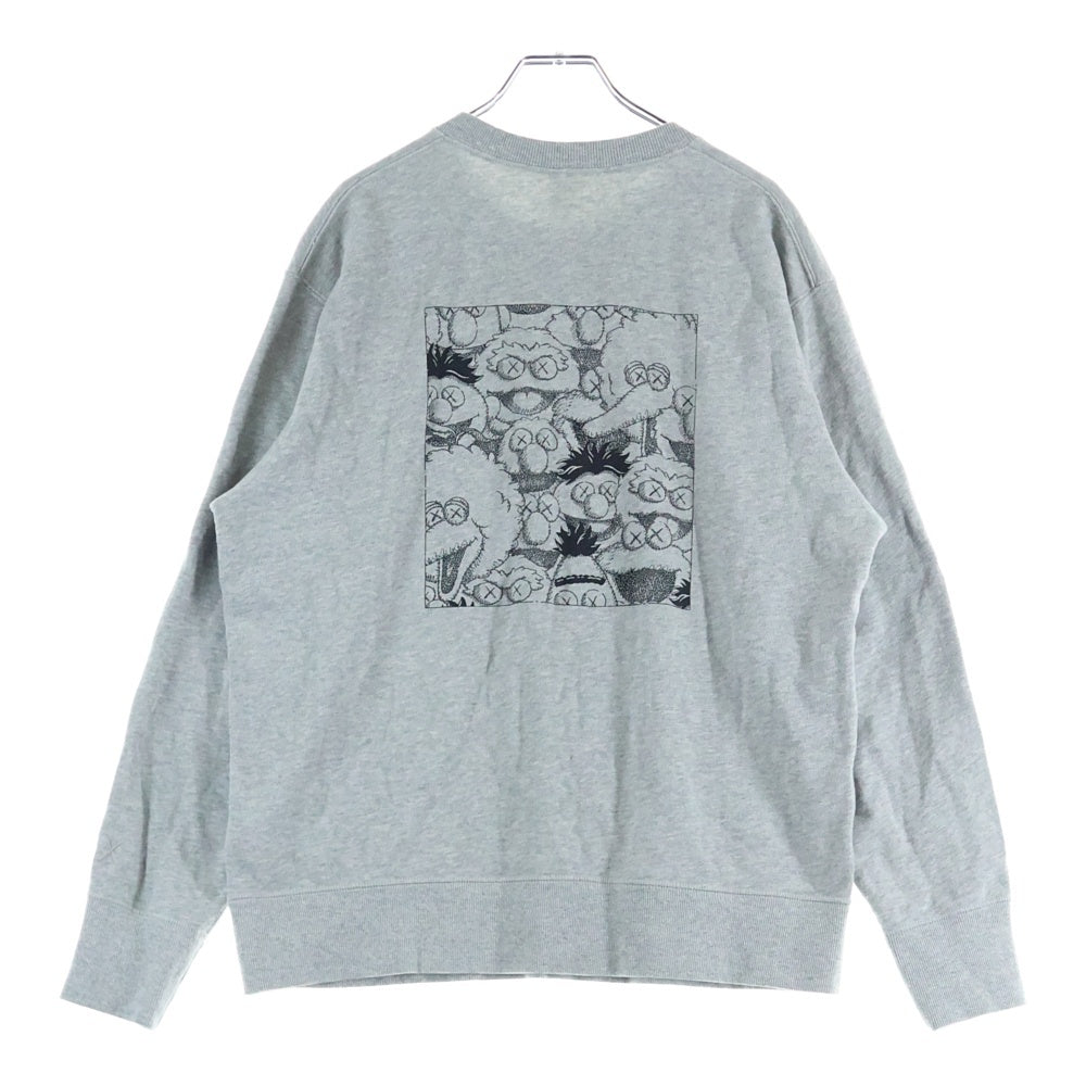 KAWS(カウズ) ×UNIQLO SESAME STREET ユニクロ セサミストリート フロント刺? クルーネックスウェット グレー
