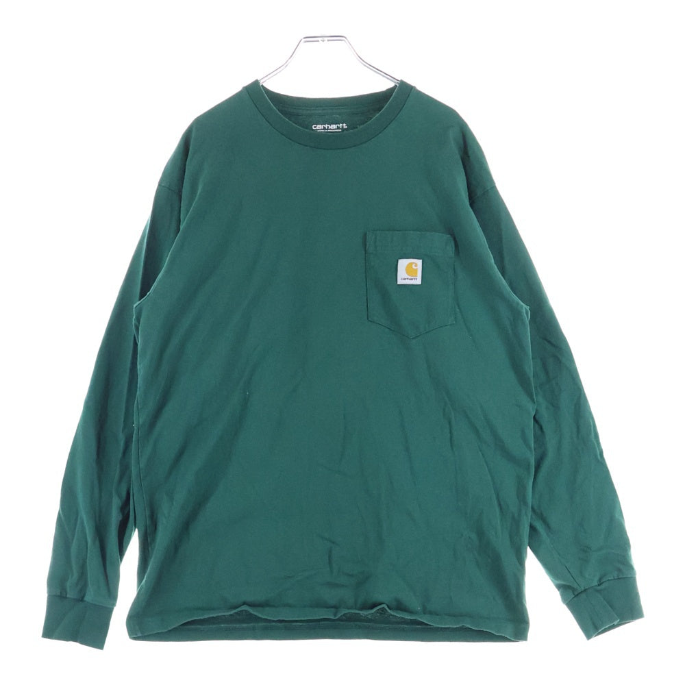 CARHARTT(カーハート) ロゴ刺繍 ポケット 長袖Tシャツカットソー グリーン A172071.827.XX.03