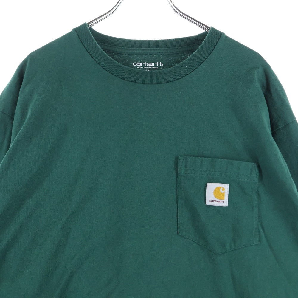 CARHARTT(カーハート) ロゴ刺繍 ポケット 長袖Tシャツカットソー グリーン A172071.827.XX.03