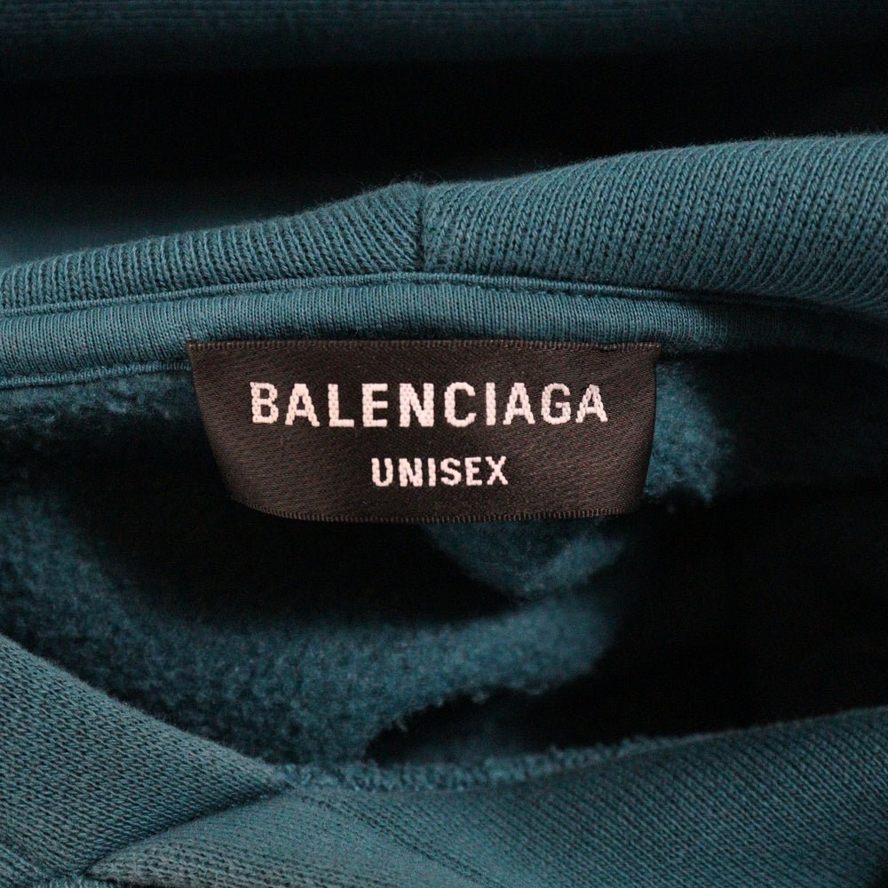 BALENCIAGA(バレンシアガ) 22SS Maison Cotton Hoodie 674986 TLVJ2 クラックプリントオーバーサイズスウェットプルオーバーパーカー ブルー