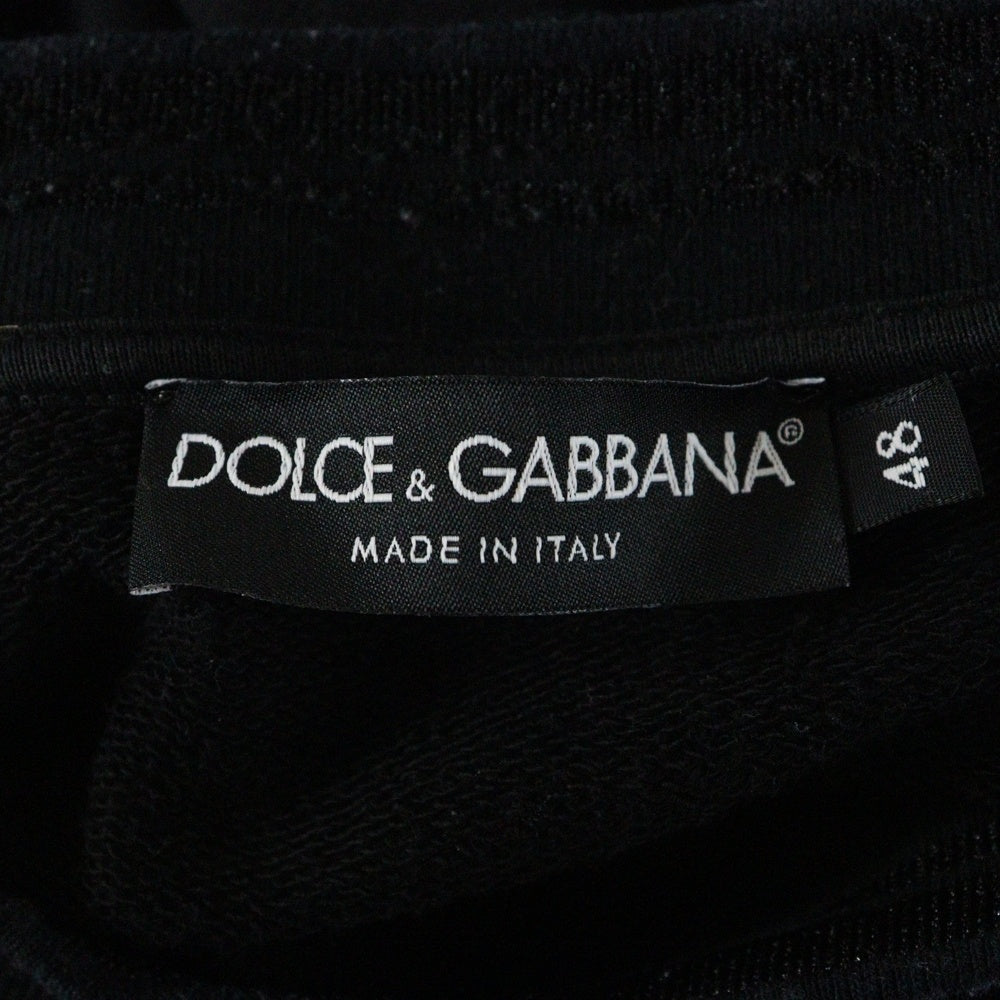 DOLCE & GABBANA(ドルチェアンドガッバーナ) クラウンKロゴ刺繍クルーネックスウェットトレーナー G9OW6Z ブラック