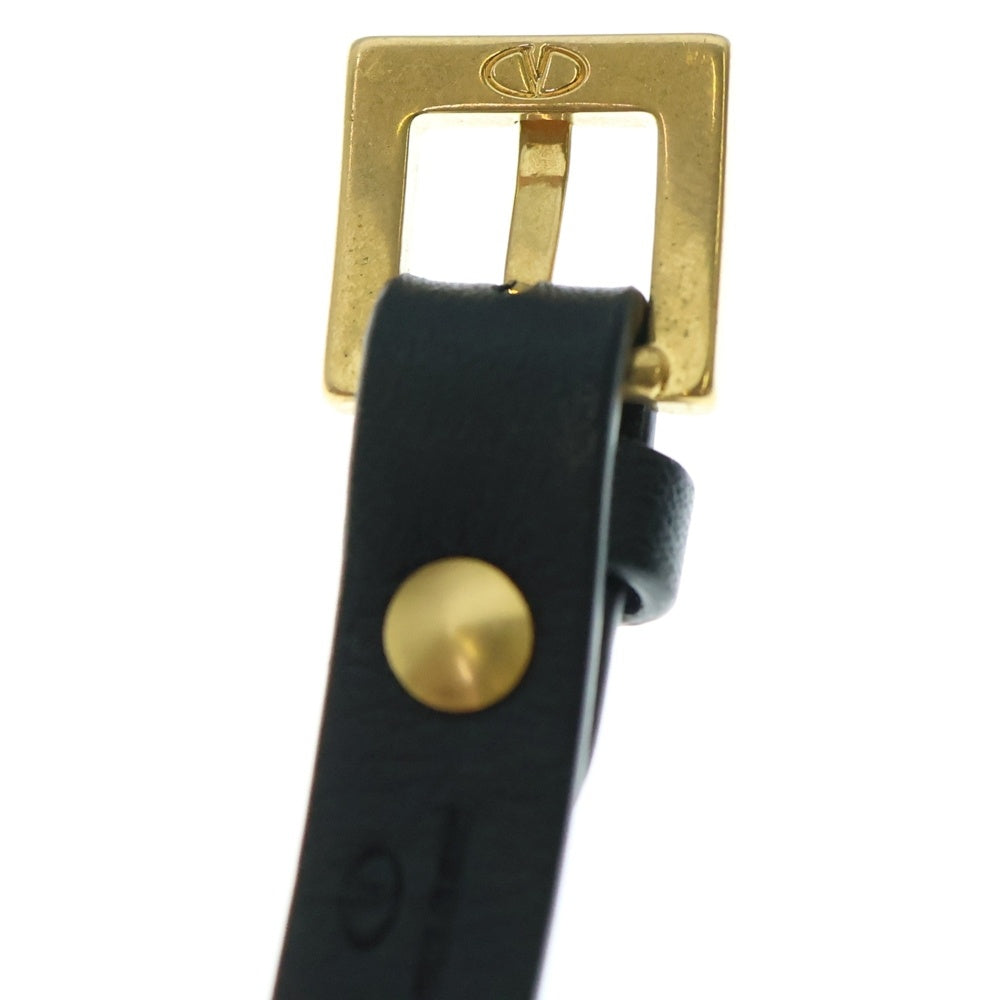 VALENTINO(ヴァレンティノ) ロックスタッズ レザーブレスレット ブラック/ゴールド レディース