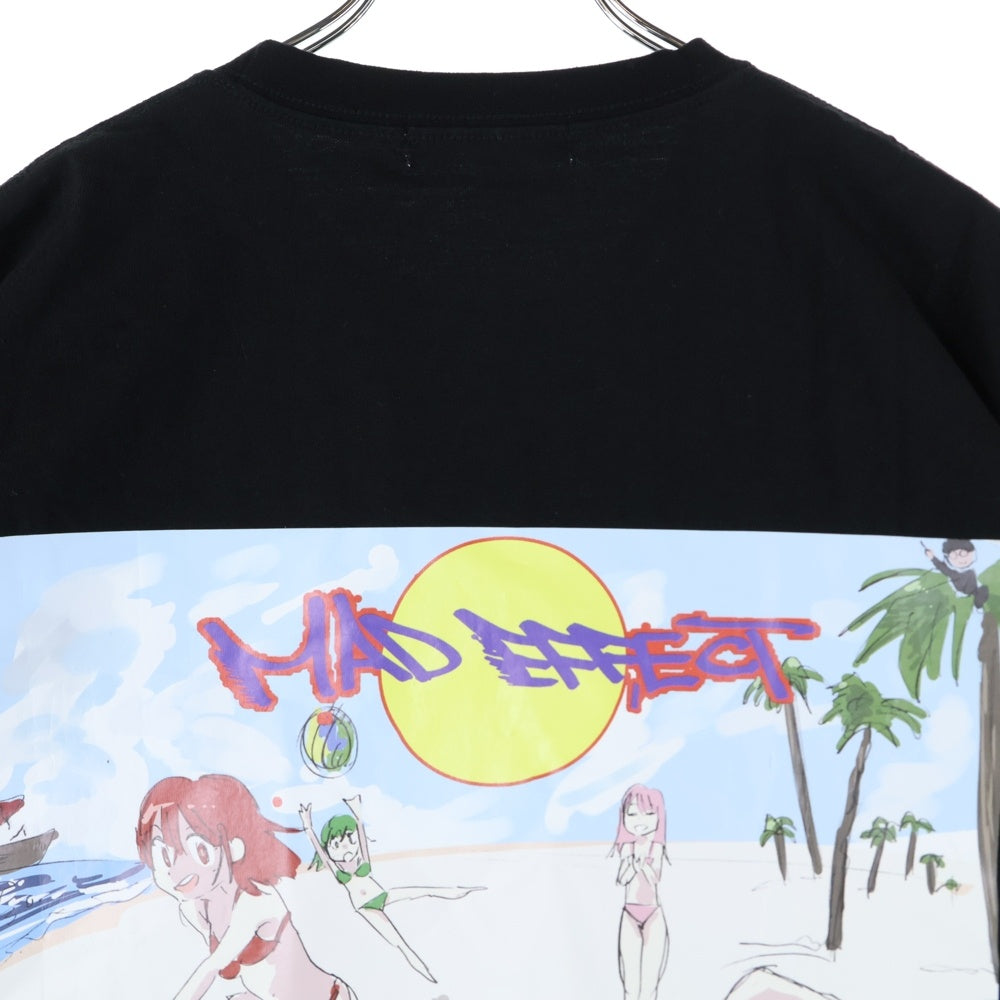 NO BRAND(ノーブランド) JUN INAGAWA × MAD EFFECT フロントロゴ刺繍 バックプリント 半袖Tシャツカットソー ブラック