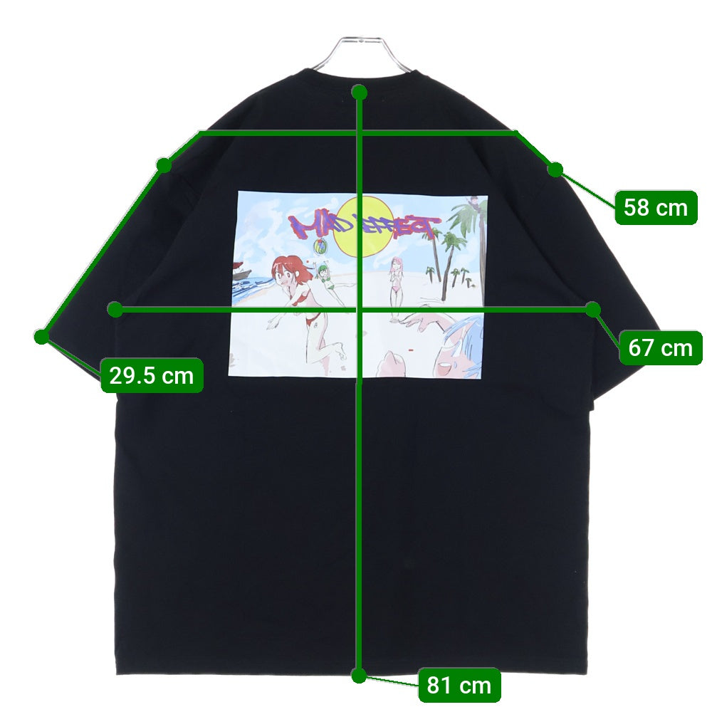 NO BRAND(ノーブランド) JUN INAGAWA × MAD EFFECT フロントロゴ刺繍 バックプリント 半袖Tシャツカットソー ブラック
