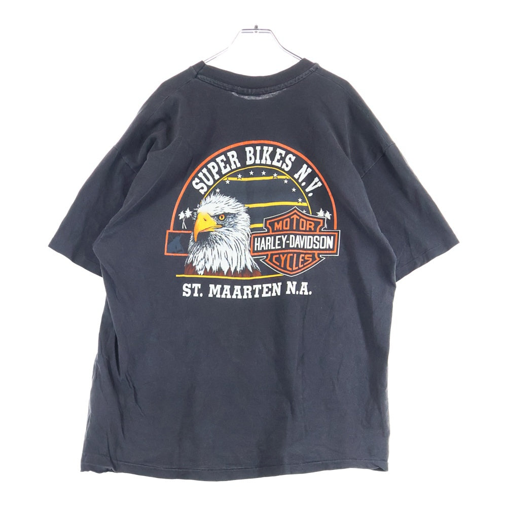 HARLEY DAVIDSON(ハーレーダビッドソン) 90S VINTAGE フロント モーターサイクルプリント 半袖Tシャツカットソー ブラック
