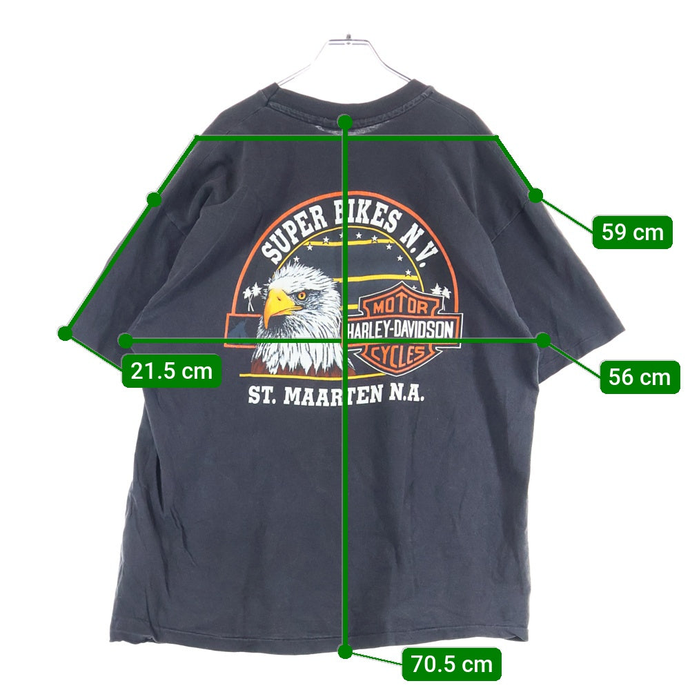 HARLEY DAVIDSON(ハーレーダビッドソン) 90S VINTAGE フロント モーターサイクルプリント 半袖Tシャツカットソー ブラック