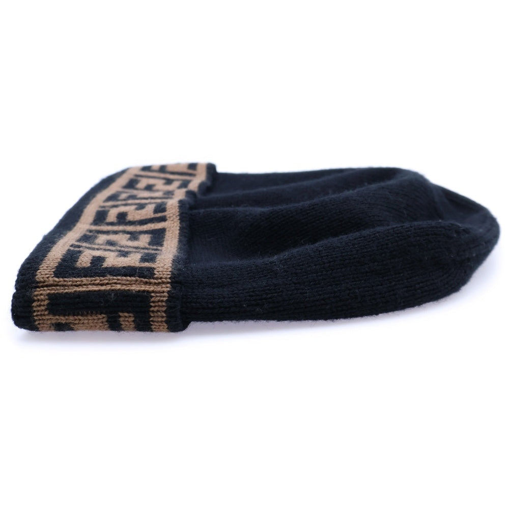 FENDI(フェンディ) ズッカ柄 ウール ニットキャップ ビーニー 帽子 ブラック FXQ056 A88C レディース