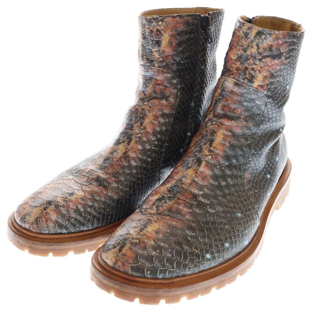 Maison Martin Margiela(メゾンマルタンマルジェラ) 13AW パイソン転写 レザー サイドジップ ブーツ マルチ