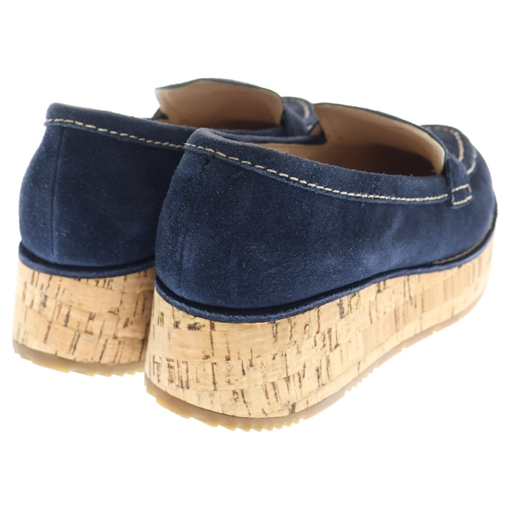 PRADA(プラダ) スエードレザーヒールローファー シューズ ネイビー レディース