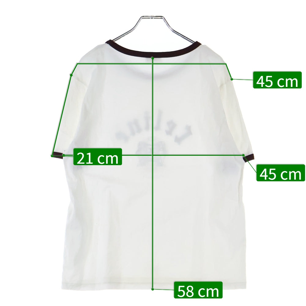 CELINE(セリーヌ) フロントカレッジロゴプリント 半袖リンガーTシャツ カットソー ホワイト RX04A671Q