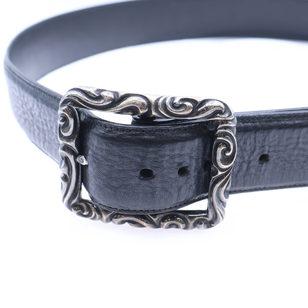 CHROME HEARTS(クロムハーツ) BLT SCRLREC レクタングルスクロール レザーベルト ブラック