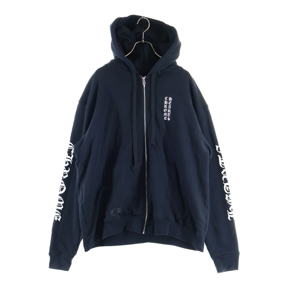 CHROME HEARTS(クロムハーツ) SWTSHRT HD ZIP アームロゴプリントジップアップパーカー ブラック