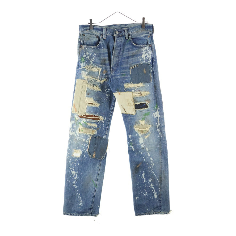 Levi's(リーバイス) 501XX 1955年モデル 日本製 ビッグE 赤耳セルビッチ ハードウォーン&リペアード デニムパンツ インディゴ 55501-0049