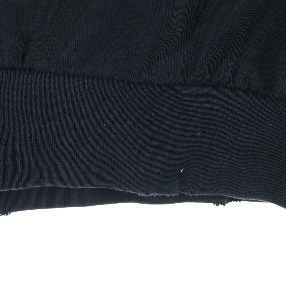RAF SIMONS(ラフシモンズ) 22SS DESTROYED CREWNECK デストロイ クルーネックスウェットトレーナー ブラック 221-M168 19003-0099