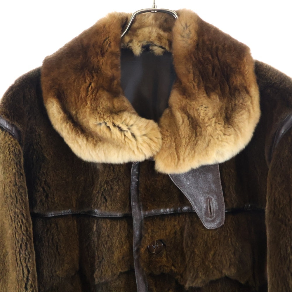 GIORGIO ARMANI(ジョルジオアルマーニ) ファーレザーボタンシャツジャケット ブラウン