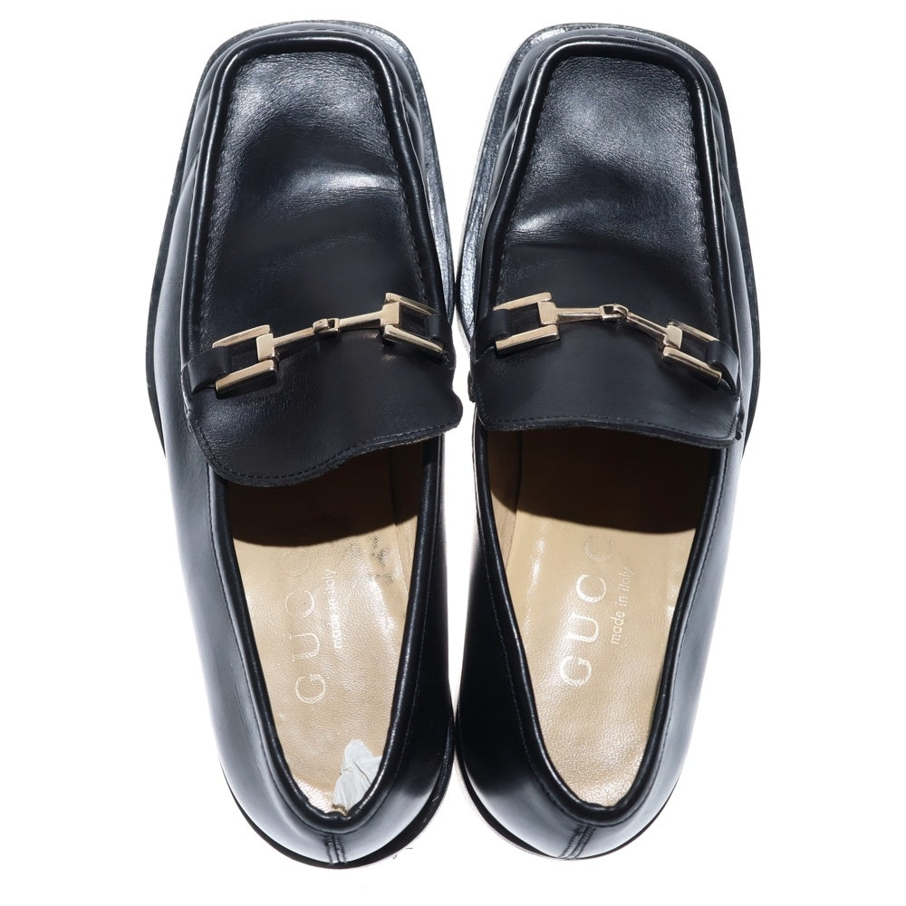 GUCCI(グッチ) ホースビットスクエアトゥレザーローファー シューズ ブラック 110-0232