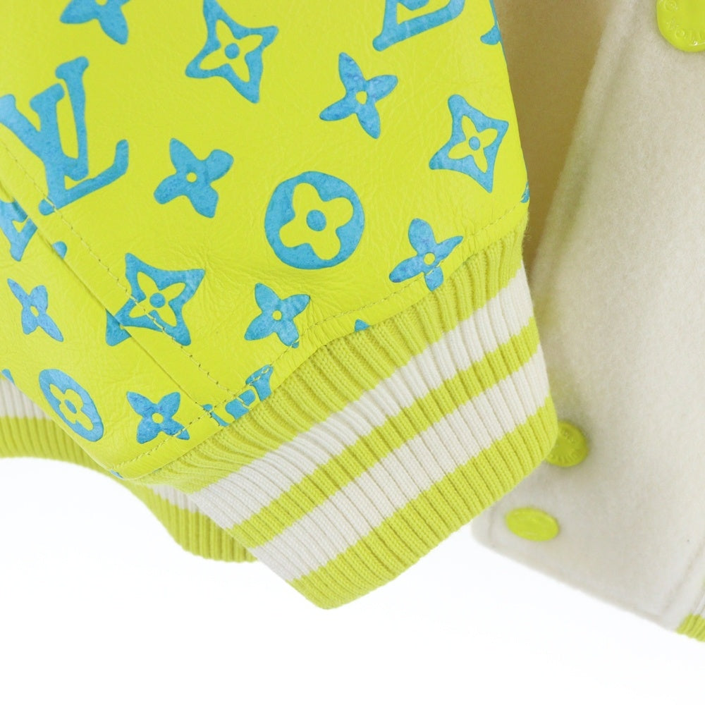 LOUIS VUITTON(ルイヴィトン) 23SS モノグラムプレイグラウンドバーシティブルゾンスタジアムジャケット RM231 YJ3 HOL62E ホワイト/イエロー