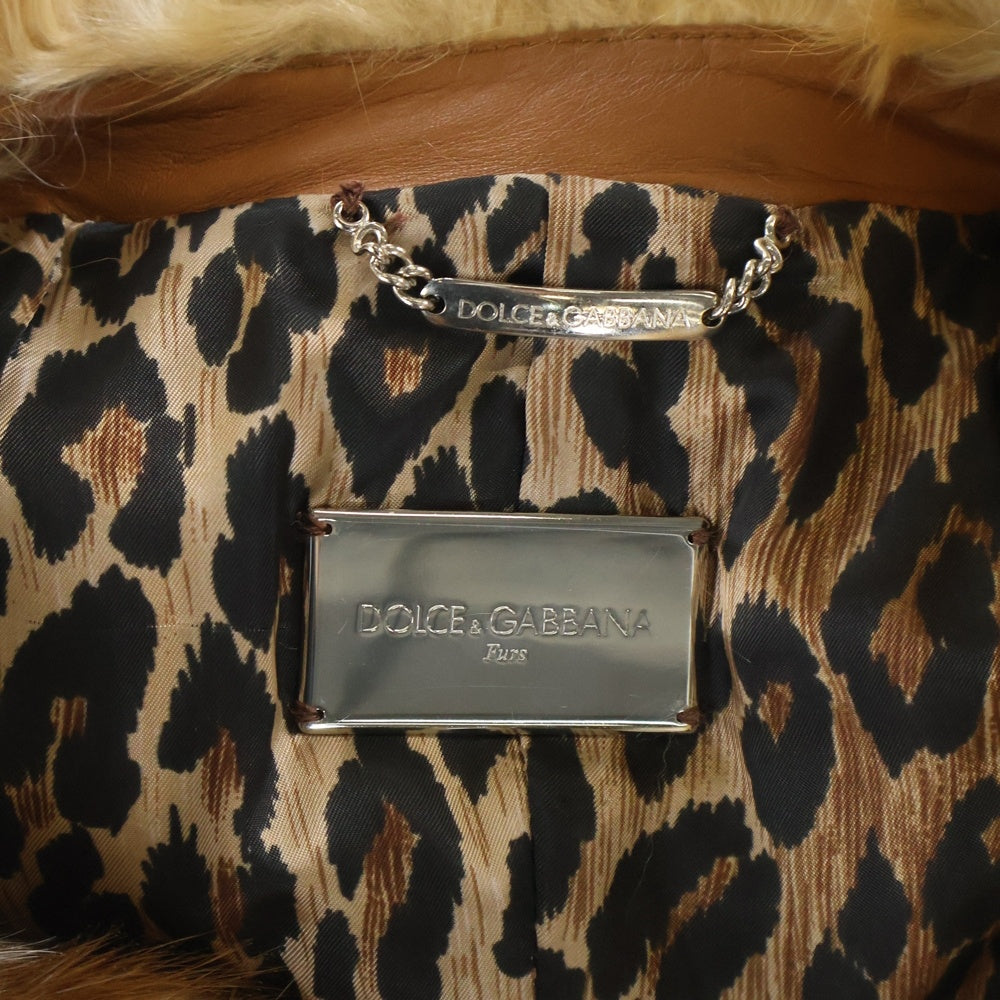 DOLCE & GABBANA(ドルチェアンドガッバーナ) ファーコートレザージャケット ブラウン EFR4K 9668