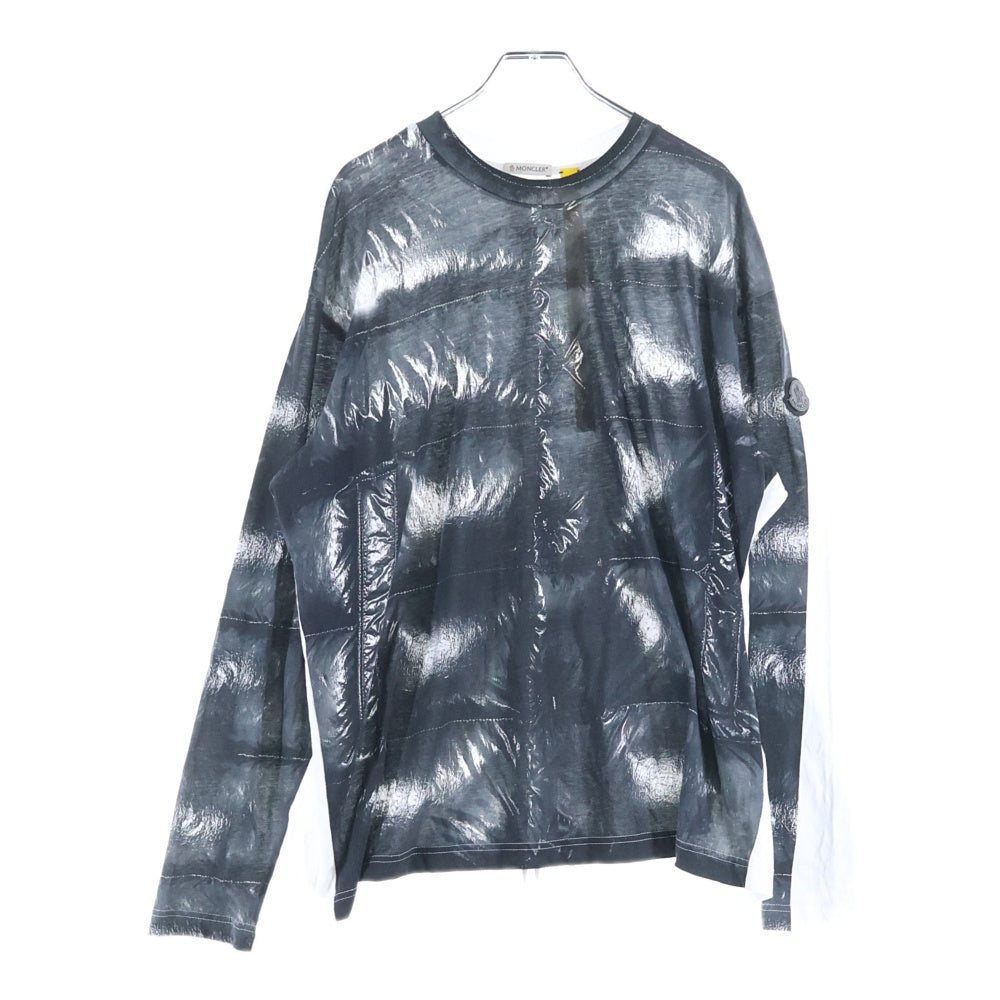 MONCLER GENIUS(モンクレール ジーニアス) ×A$AP Rocky キルティングプリントパターン クルーネック長袖Tシャツカットソー ブラック/ホワイト K24048D00001 89AYW