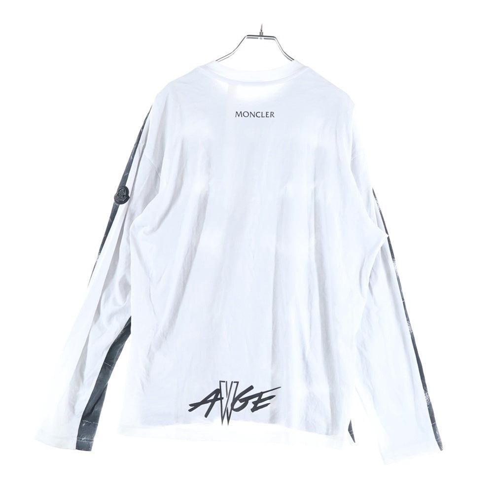 MONCLER GENIUS(モンクレール ジーニアス) ×A$AP Rocky キルティングプリントパターン クルーネック長袖Tシャツカットソー ブラック/ホワイト K24048D00001 89AYW