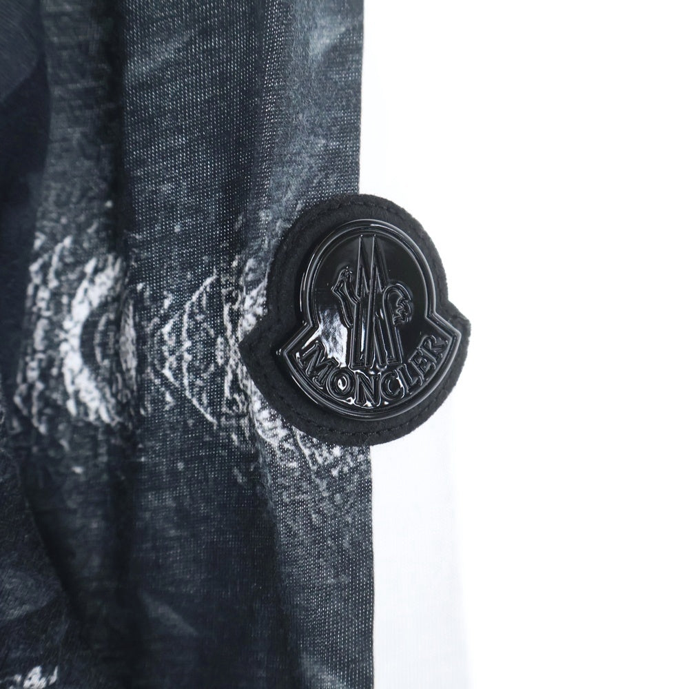 MONCLER GENIUS(モンクレール ジーニアス) ×A$AP Rocky キルティングプリントパターン クルーネック長袖Tシャツカットソー ブラック/ホワイト K24048D00001 89AYW