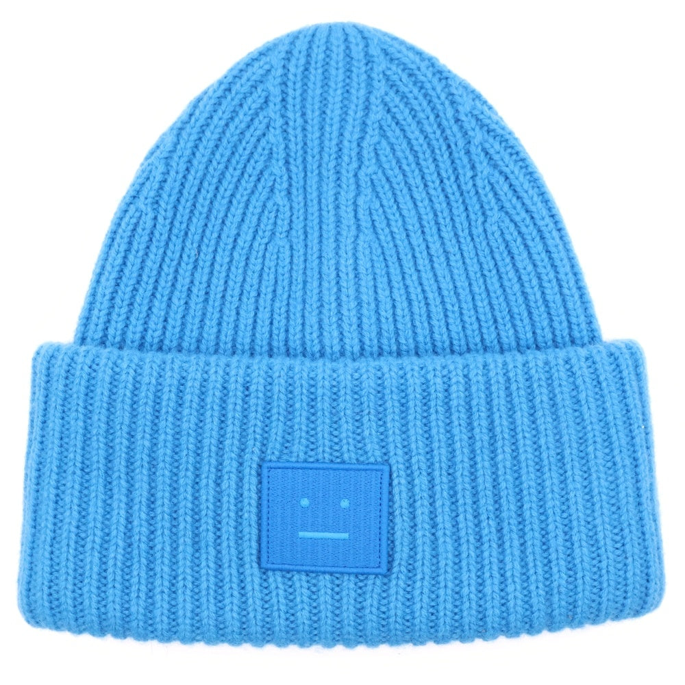 Acne Studios(アクネ ストゥディオズ) ラージFACEロゴ ビーニー ニット帽 ブルー FA-UX-HATS000063