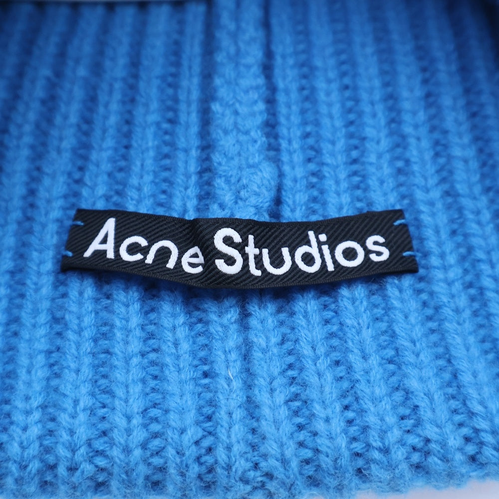 Acne Studios(アクネ ストゥディオズ) ラージFACEロゴ ビーニー ニット帽 ブルー FA-UX-HATS000063