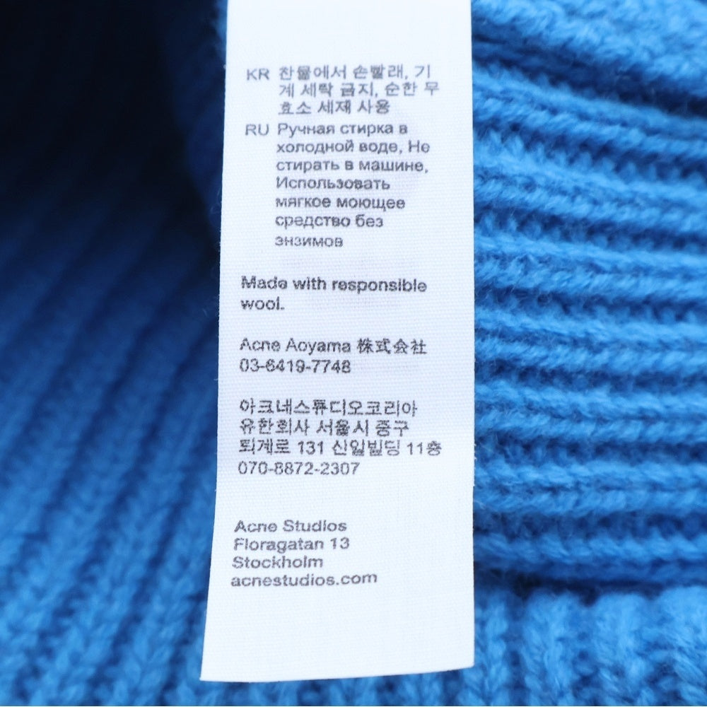Acne Studios(アクネ ストゥディオズ) ラージFACEロゴ ビーニー ニット帽 ブルー FA-UX-HATS000063