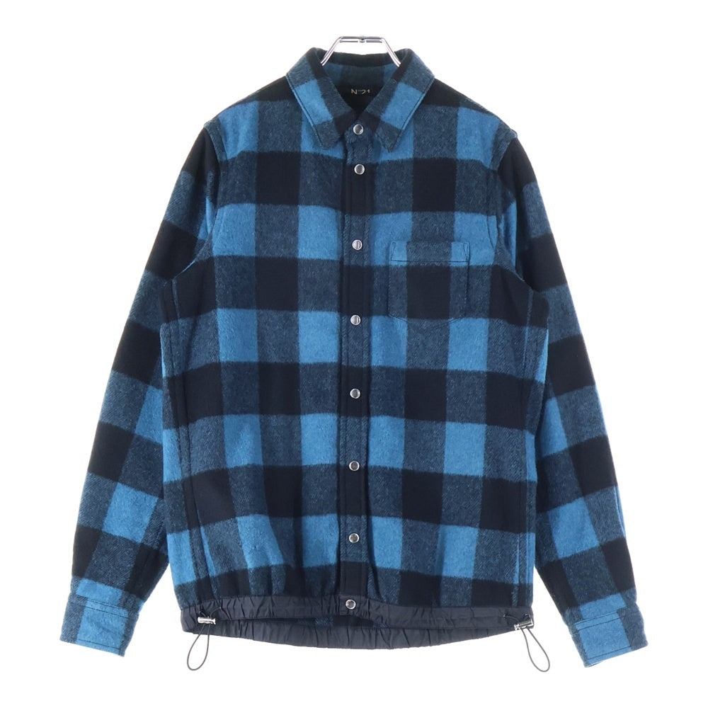 N21 numero ventuno(ヌメロ ヴェントゥーノ) ブロックチェックウール長袖シャツ 20AU-G071-3168 ブルー
