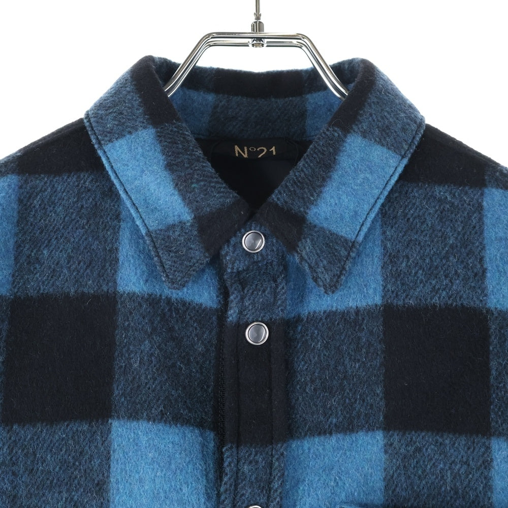 N21 numero ventuno(ヌメロ ヴェントゥーノ) ブロックチェックウール長袖シャツ 20AU-G071-3168 ブルー