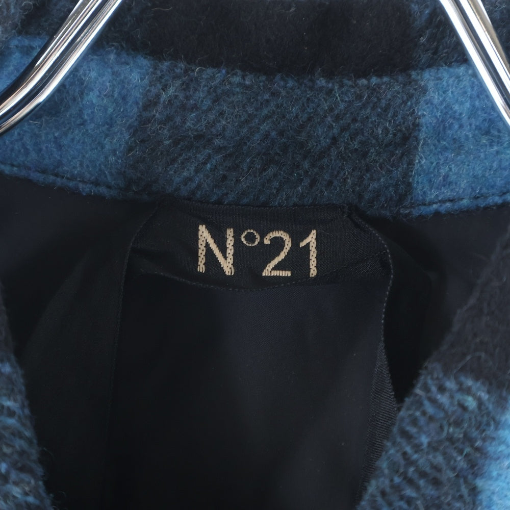 N21 numero ventuno(ヌメロ ヴェントゥーノ) ブロックチェックウール長袖シャツ 20AU-G071-3168 ブルー