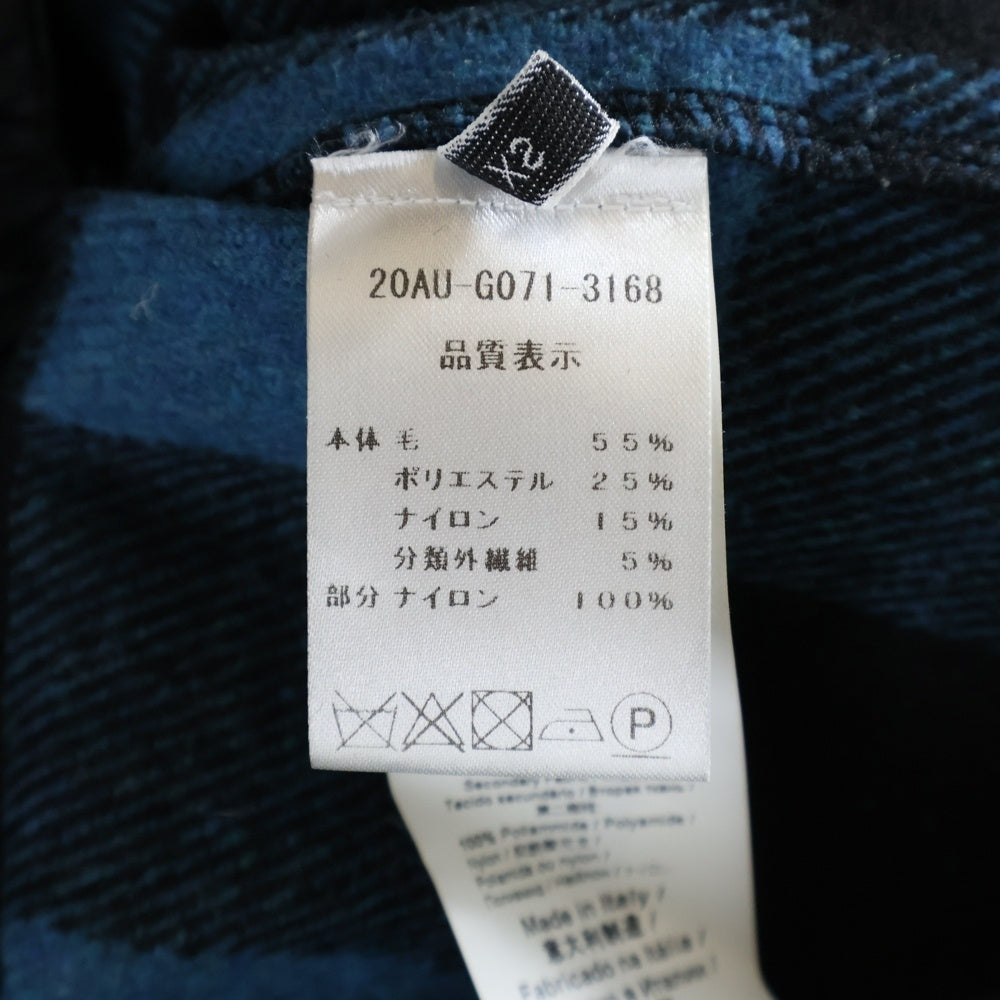 N21 numero ventuno(ヌメロ ヴェントゥーノ) ブロックチェックウール長袖シャツ 20AU-G071-3168 ブルー
